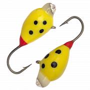 Капля с ушком d 5,0 мм, вес 1,8 гр, обмазка с камнем желтая с точками /10 шт/